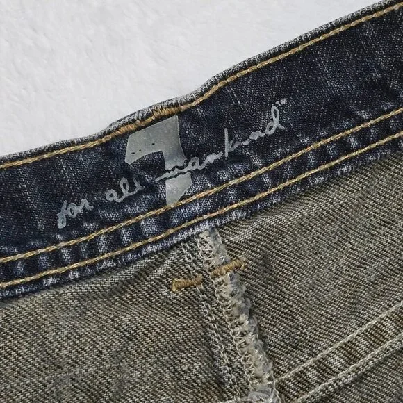 7 For All Mankind ✦ Denim Mini Skirt ✦ Blue Jean Raw Hem Classic Fit Sz 28 EUC - Picture 7 of 9